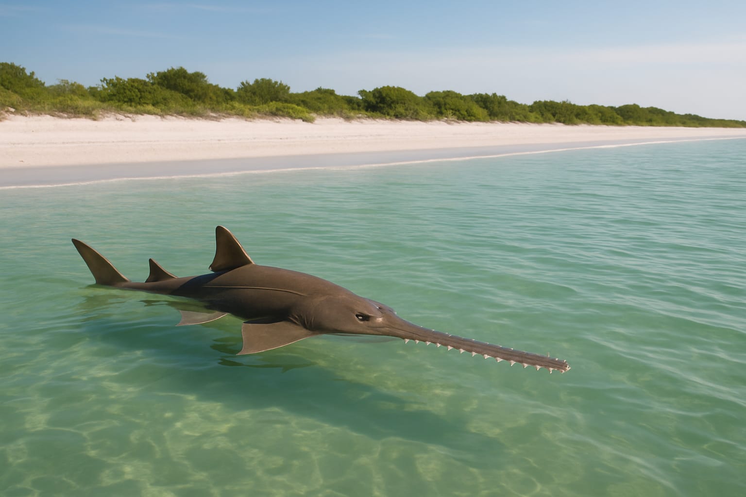 Endangered Smalltooth Sawfish Caught and Released Off North Bonita Beach